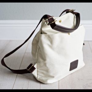 White Canvas Backpack Convertible Tote Bag